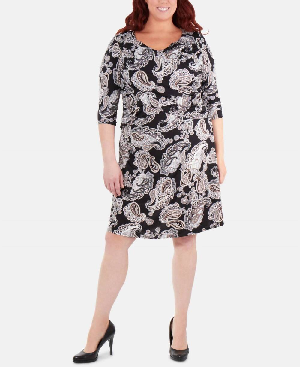 NEW NY COLLECTION women's plus size cross ruching dress in black